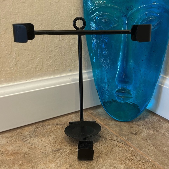 Teal Blue Glass Face Wall Art / Sconce / Candleholder - Picture 7 of 13